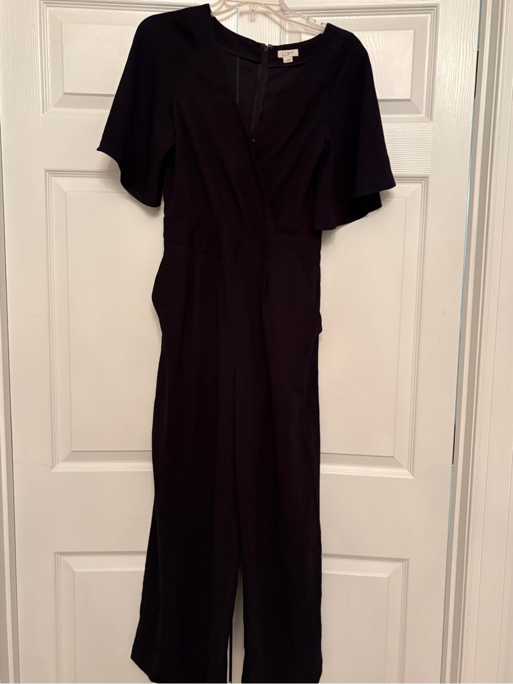 LOFT Black Flutter-Sleeve Jumpsuit